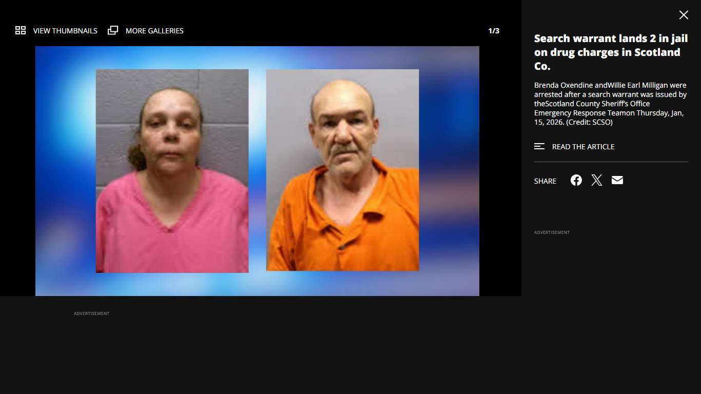 Search warrant lands 2 in jail on drug charges in Scotland Co.